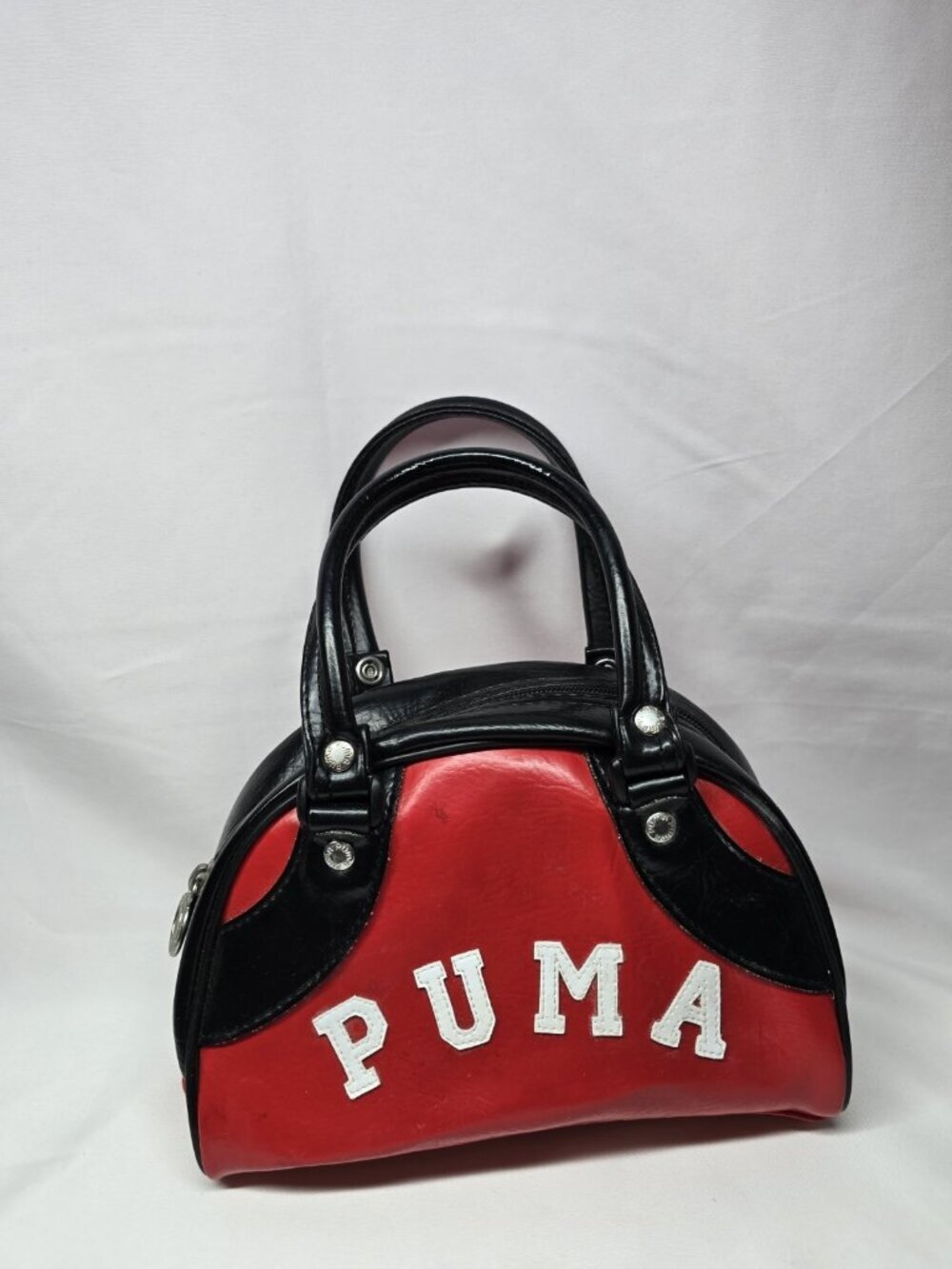 Vintage 90s Puma Vinyl Handle Bag Red
